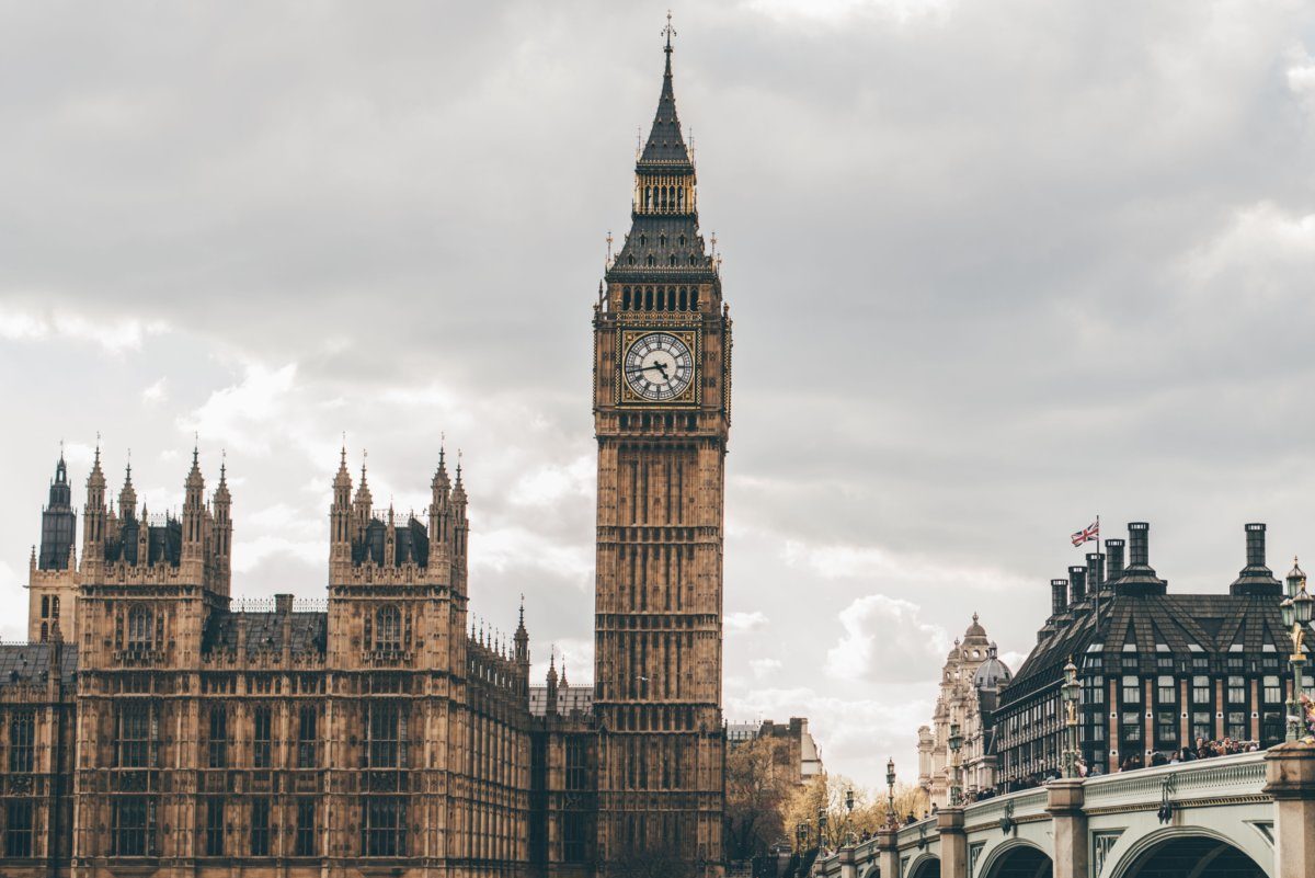 Big Ben and Houses of Parliament with cloudy skies