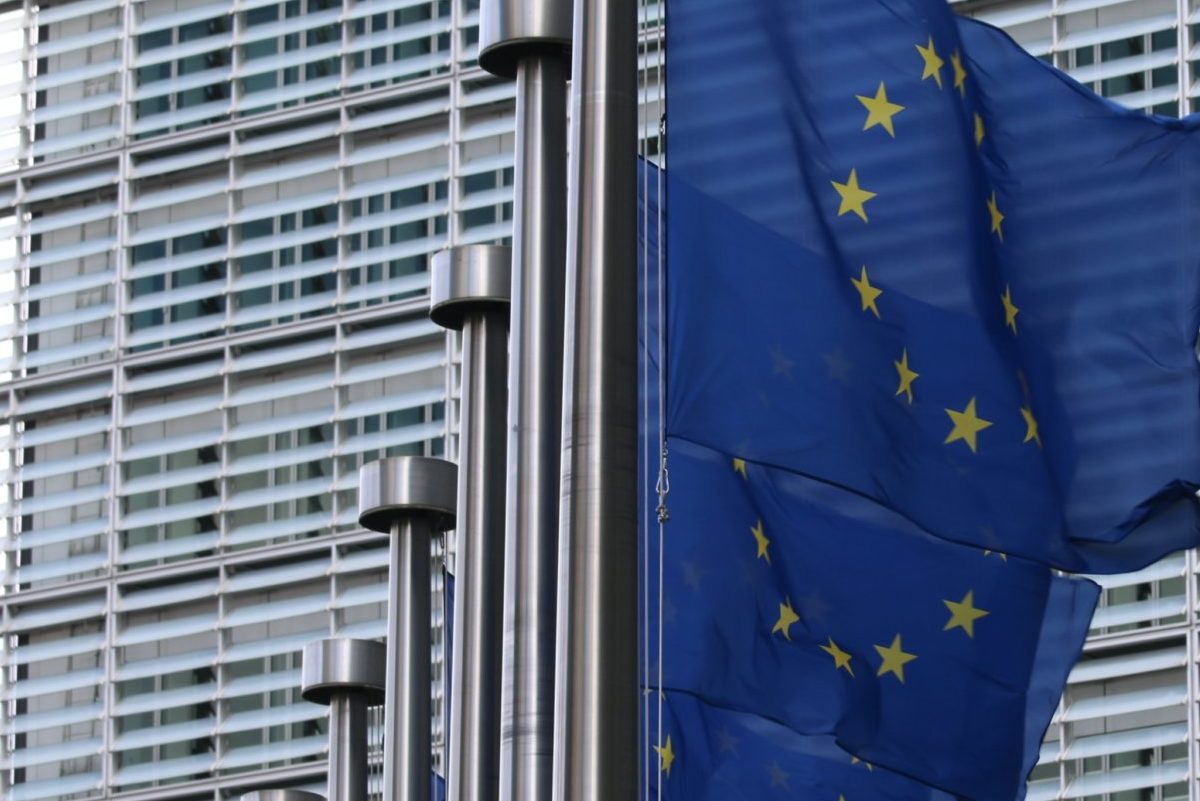 EU flags at the European Commission Berlaymont building