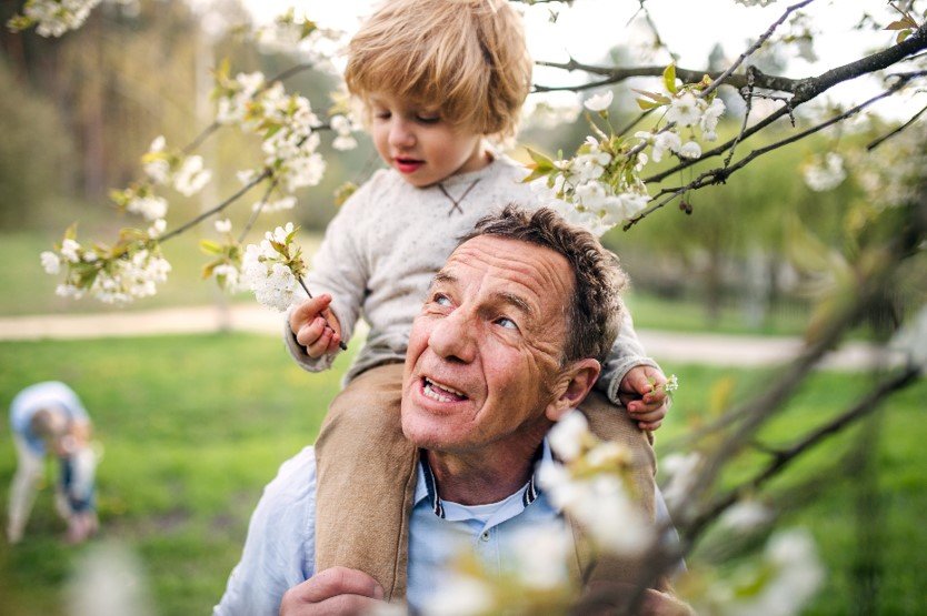 grandfather with grandson