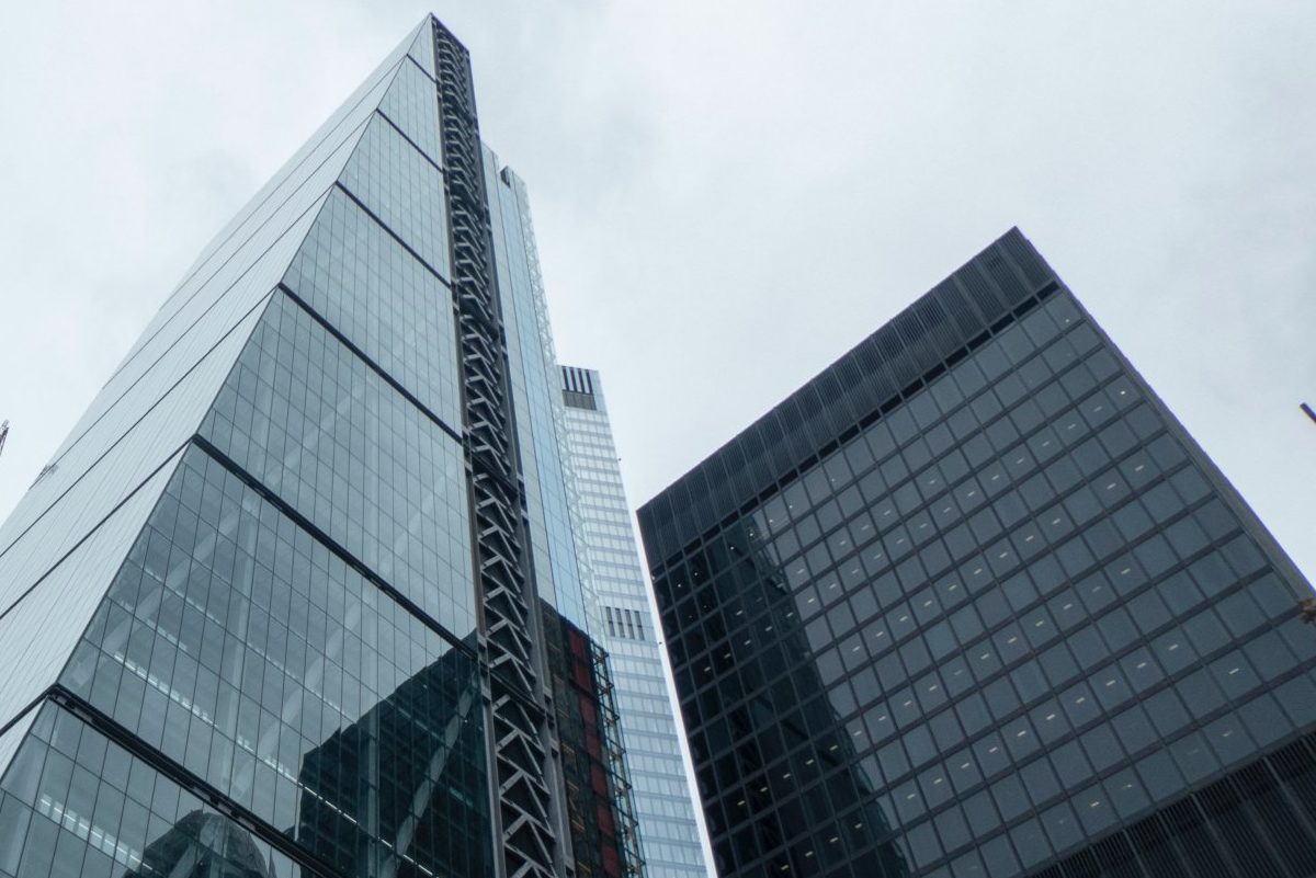 The Leadenhall Building, as seen from ground level on Leadenhall Street, City of London, London.